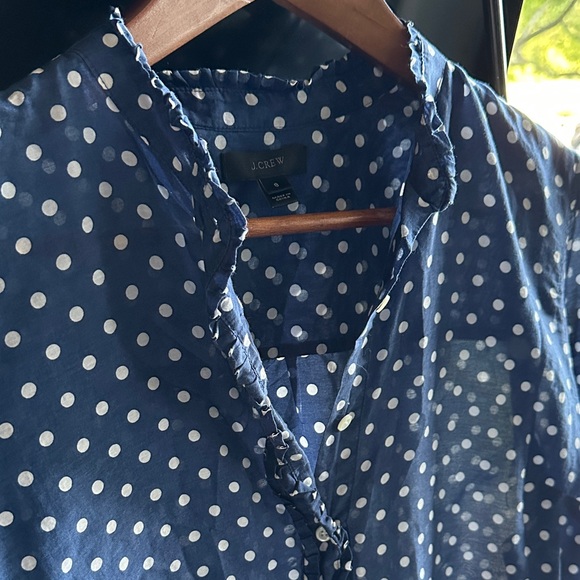 J. Crew Navy Polka Dot Blouse - Picture 4 of 5